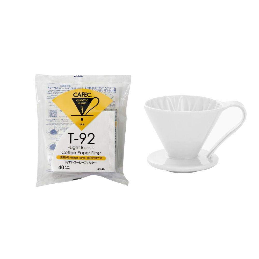 Cafec Light Roast Coffee Paper Filter 40pcs & Cafec Flower Dripper 1cup